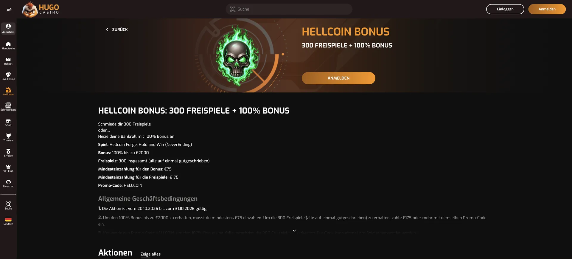 Hellcoin Bonus Hugo Casino Promo Code: Hellcoin Bonus
