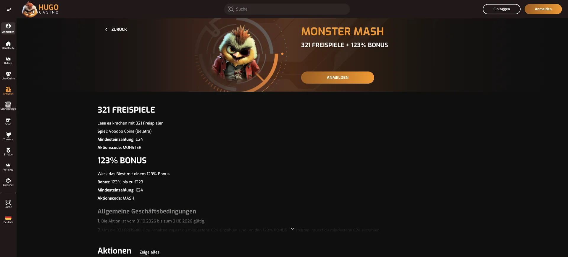 Monster Mash Hugo Casino Promo Code: Monster Mash