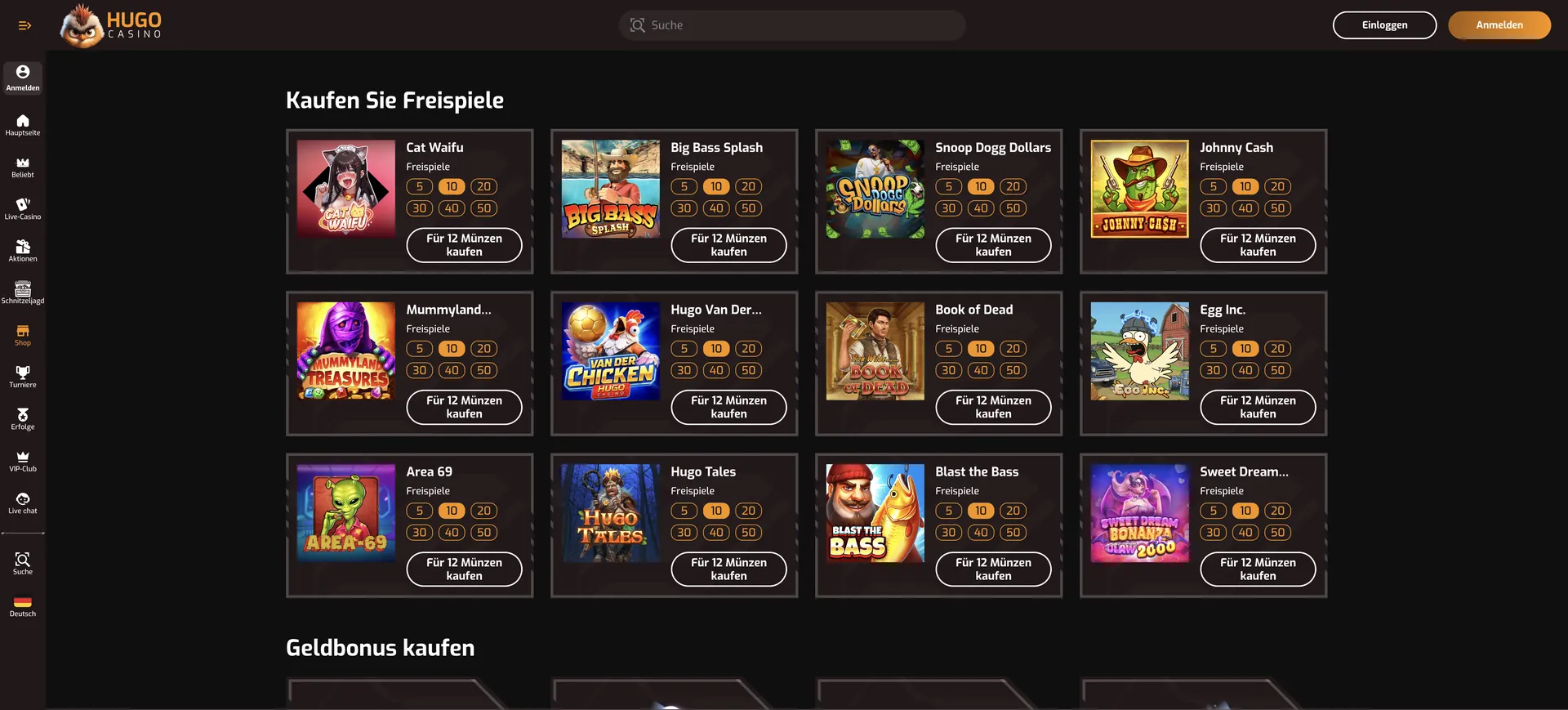 Shop Hugo Casino Bonus ohne Einzahlung: Shop